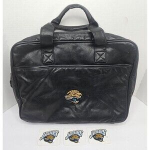 Jacksonville Jaguars Leather Duffle Computer Bag Black With Stickers Vintage